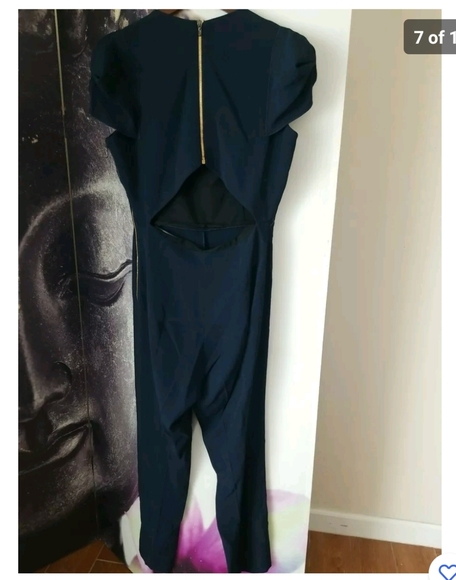 Roland Mouret Navy Galaxy Capsule Square Neck Jumpsuit Size US 10 UK 14 - Picture 8 of 12